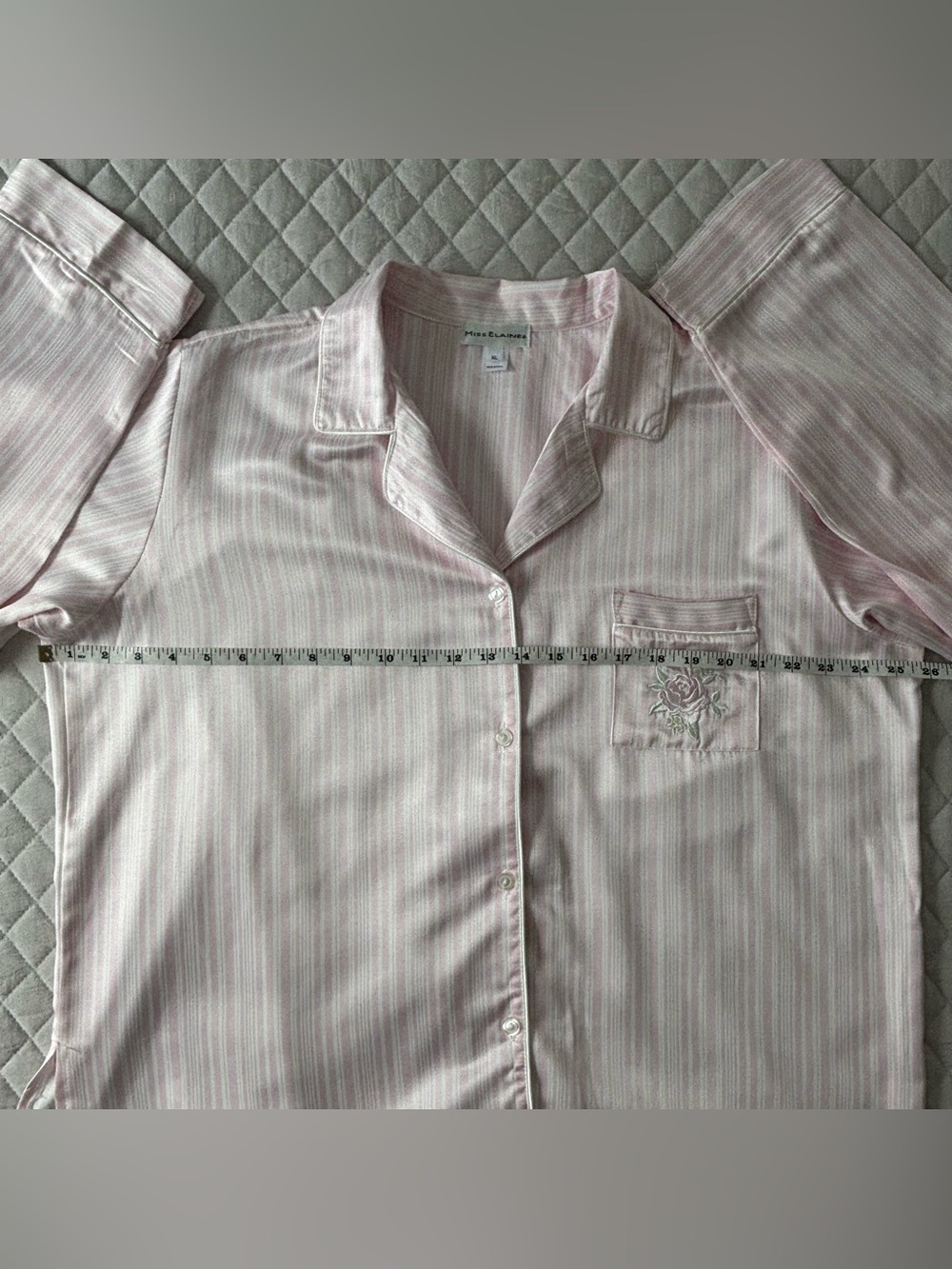 New Miss Elaine Pink and White Striped Pajama Set - Picture 6 of 10